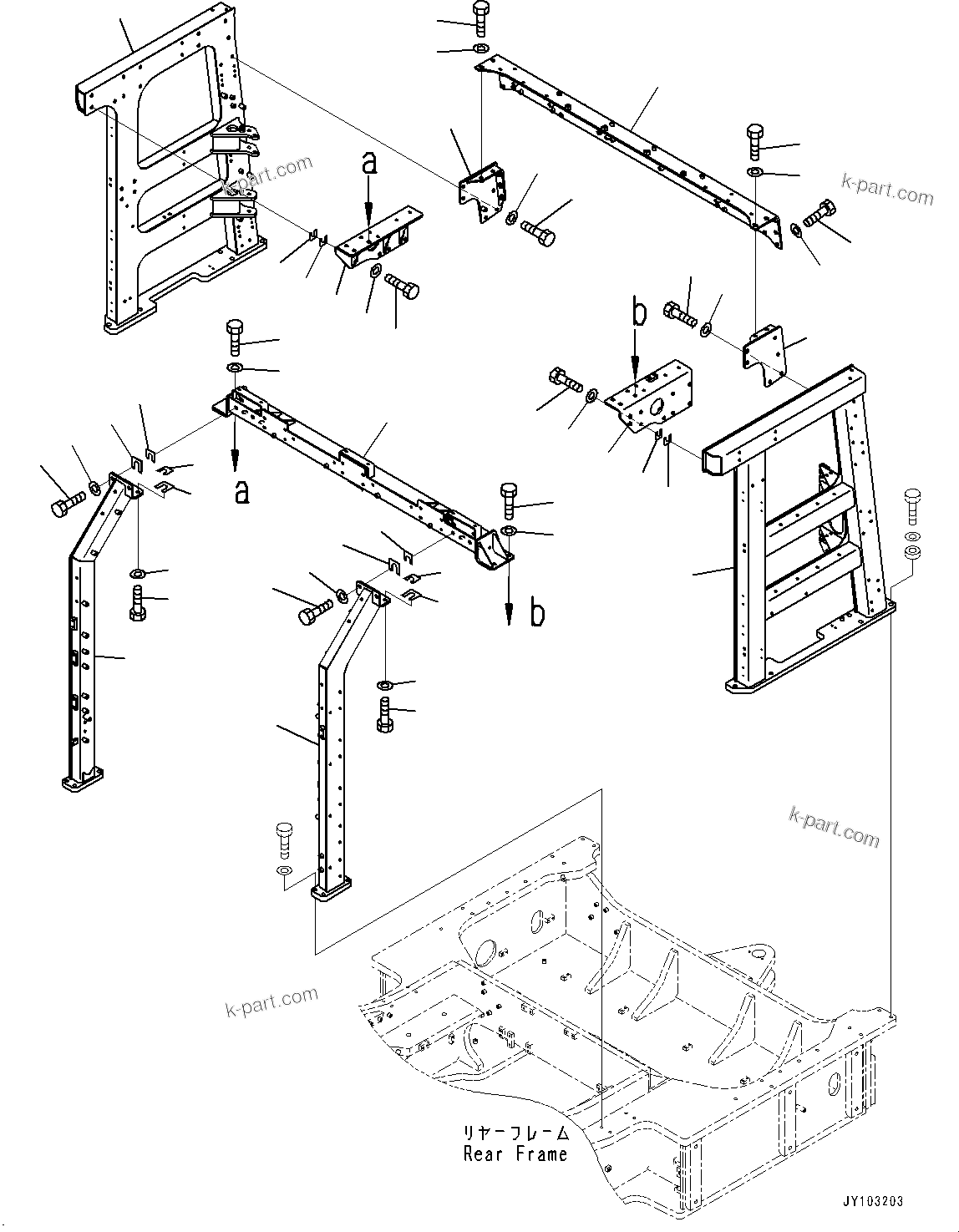 Komatsu parts book diagram for WA800-8E0 S/N 84001-UP: RADIATOR GUARD AND HOOD, SIDE COVER SUPPORT, REAR(#83001-)