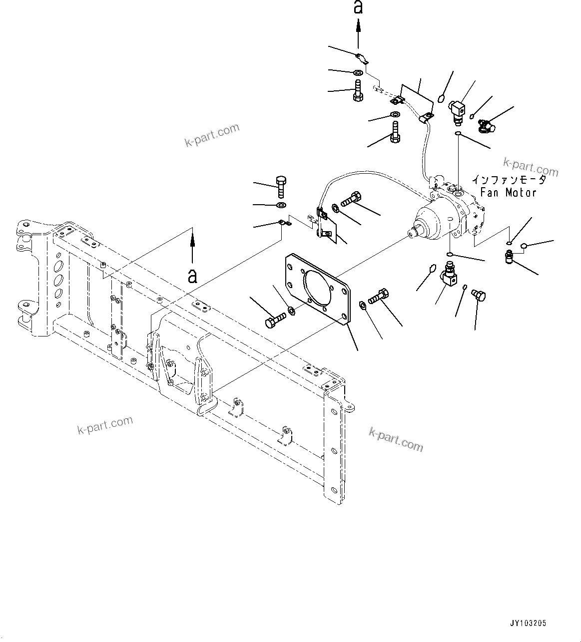 Komatsu parts book diagram for WA800-8E0 S/N 84001-UP: RADIATOR GUARD AND HOOD, FAN MOTOR MOUNTING(#83001-)