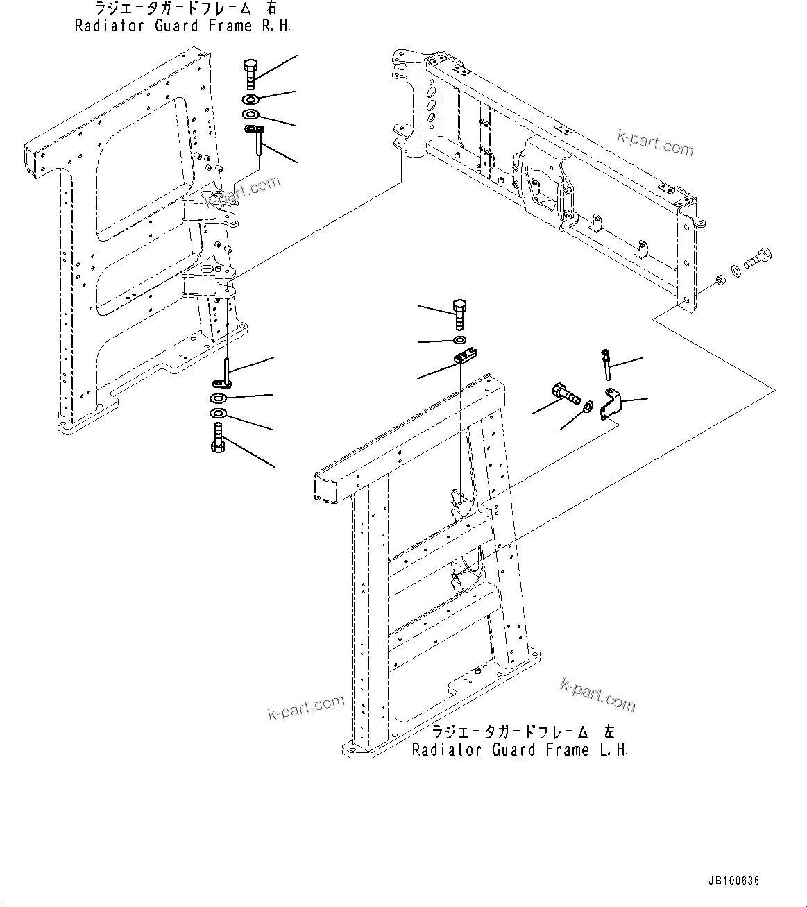 Komatsu parts book diagram for WA800-8E0 S/N 84001-UP: RADIATOR GUARD AND HOOD, SUPPORT MOUNTING (1/3)(#83001-)