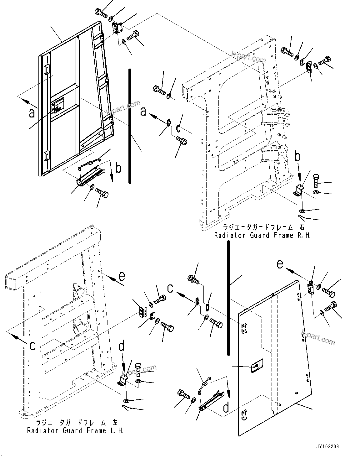 Komatsu parts book diagram for WA800-8E0 S/N 84001-UP: RADIATOR GUARD AND HOOD, SIDE DOOR(#84001-)