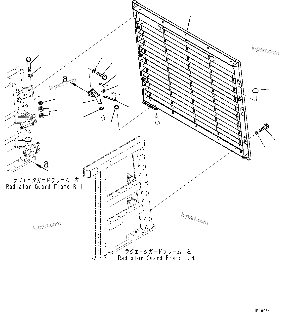Komatsu parts book diagram for WA800-8E0 S/N 84001-UP: RADIATOR GUARD AND HOOD, GRILLE GUARD(#83001-)