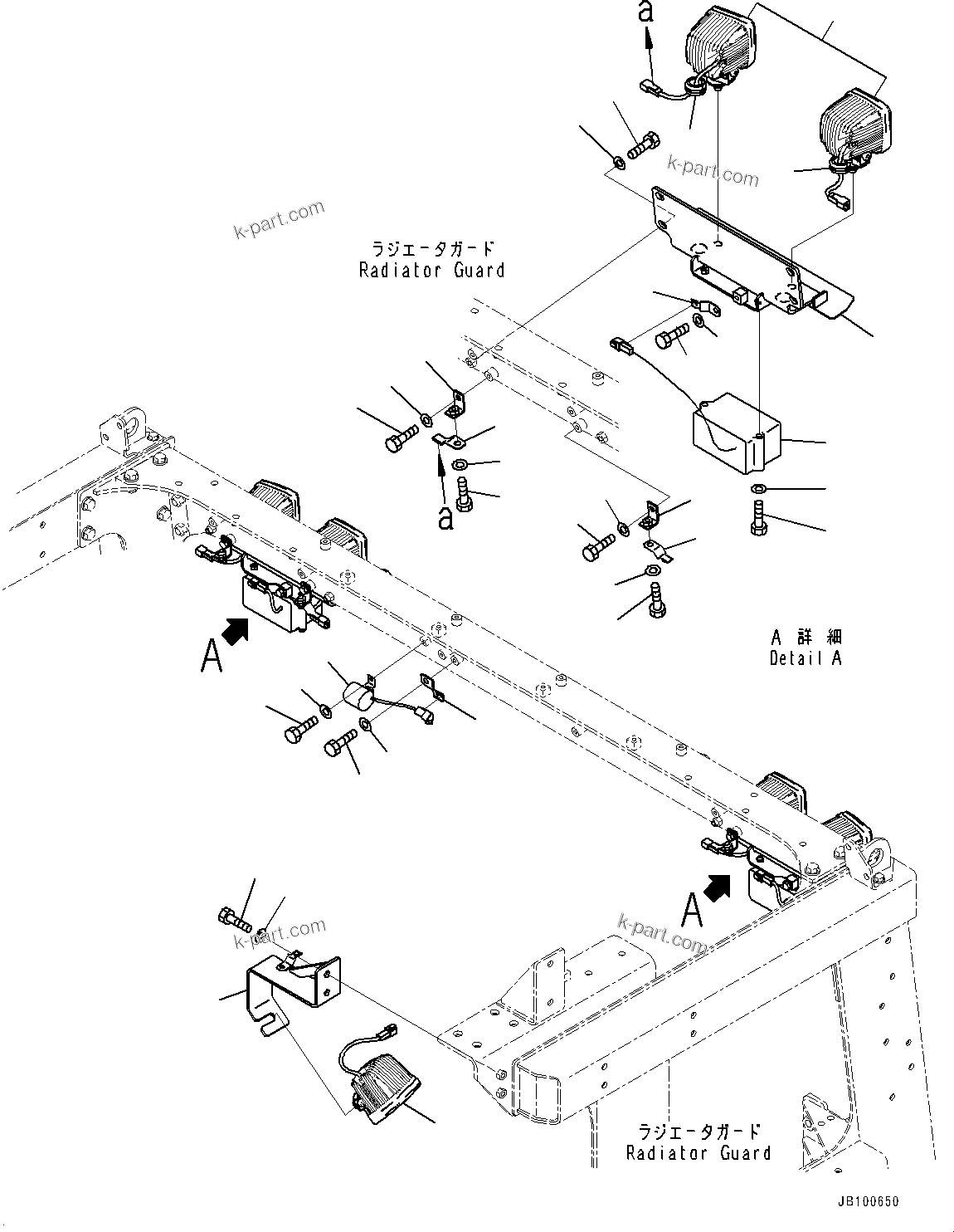 Komatsu parts book diagram for WA800-8E0 S/N 84001-UP: RADIATOR GUARD AND HOOD, WORKING LAMP (1/2)(#83001-)