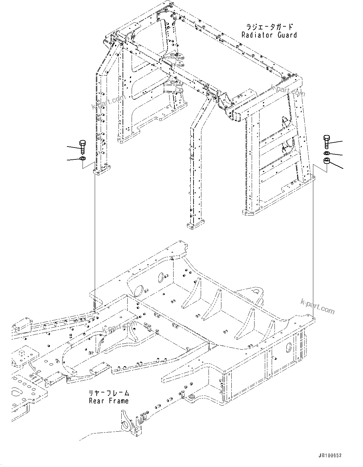 Komatsu parts book diagram for WA800-8E0 S/N 84001-UP: RADIATOR GUARD AND HOOD, RADIATOR GUARD MOUNTING (1/2)(#84001-)