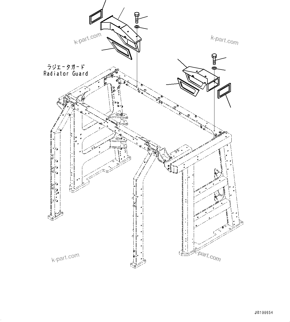 Komatsu parts book diagram for WA800-8E0 S/N 84001-UP: RADIATOR GUARD AND HOOD, DUCT(#83001-)