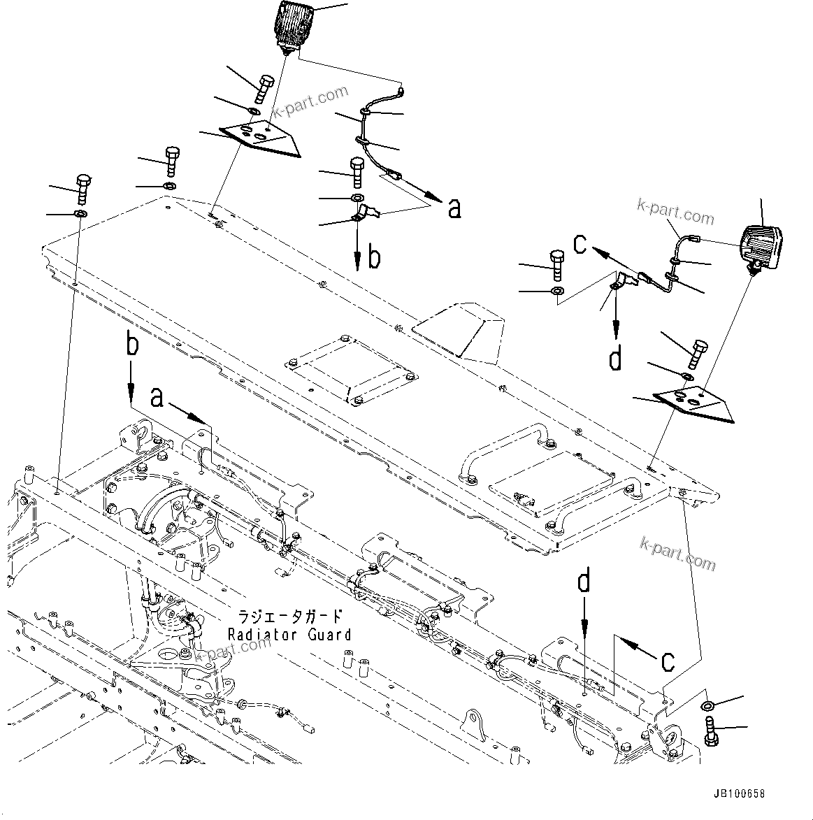 Komatsu parts book diagram for WA800-8E0 S/N 84001-UP: RADIATOR GUARD AND HOOD, WORKING LAMP (2/2)(#83001-)