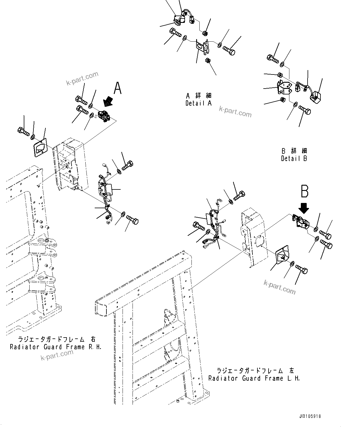 Komatsu parts book diagram for WA800-8E0 S/N 84001-UP: RADIATOR GUARD AND HOOD, REAR CAMERA (WITH KOMVISION CAMERA)(#83014-)