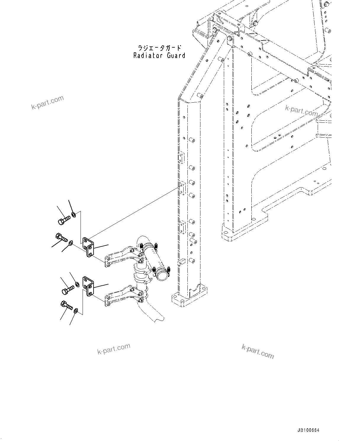 Komatsu parts book diagram for WA800-8E0 S/N 84001-UP: RADIATOR GUARD AND HOOD, MOUNTING (2/3)(#84001-)
