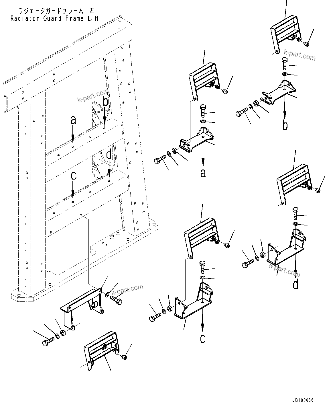 Komatsu parts book diagram for WA800-8E0 S/N 84001-UP: RADIATOR GUARD AND HOOD, SIDE STEP(#83001-)