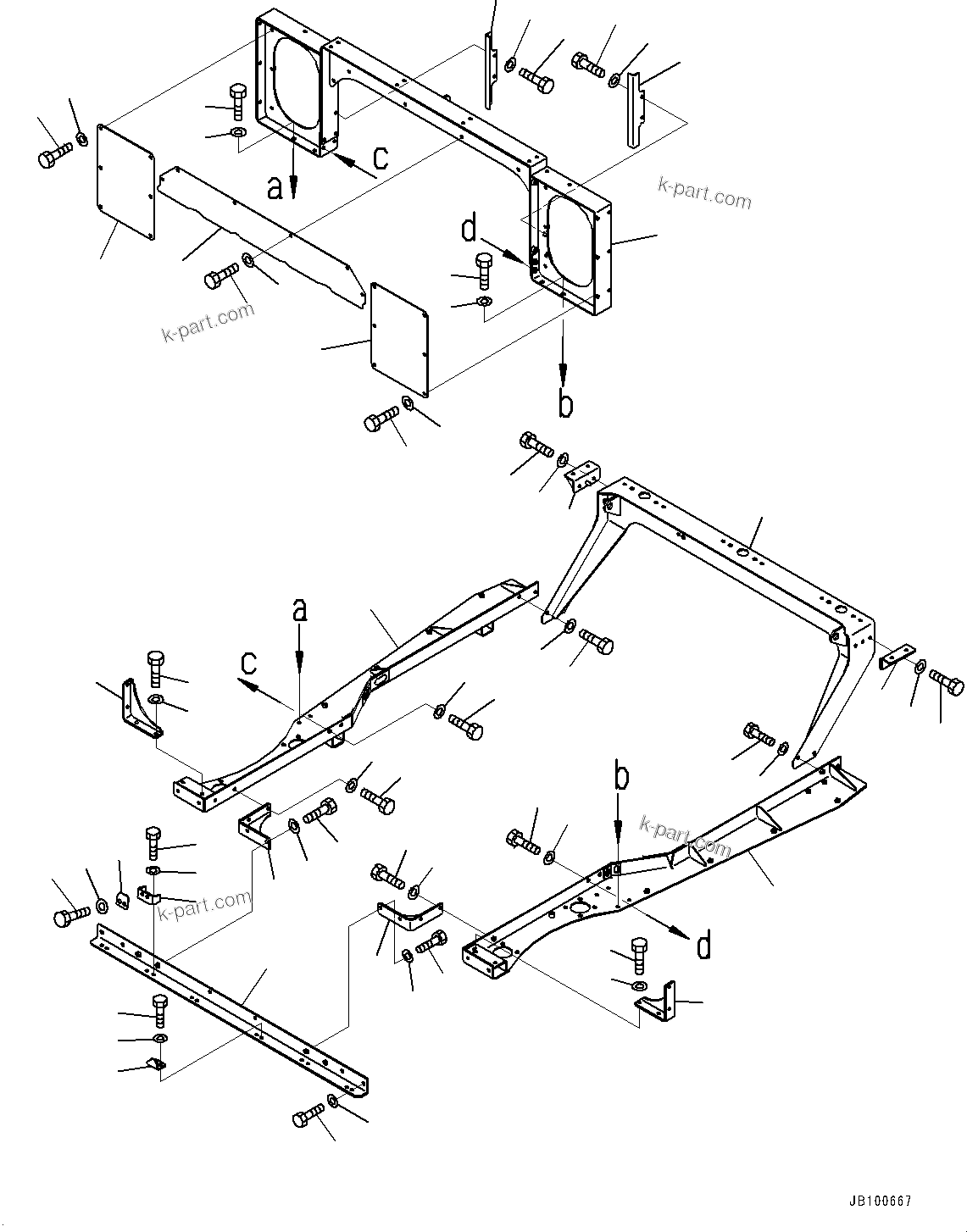 Komatsu parts book diagram for WA800-8E0 S/N 84001-UP: RADIATOR GUARD AND HOOD, TOP HOOD(#83001-)