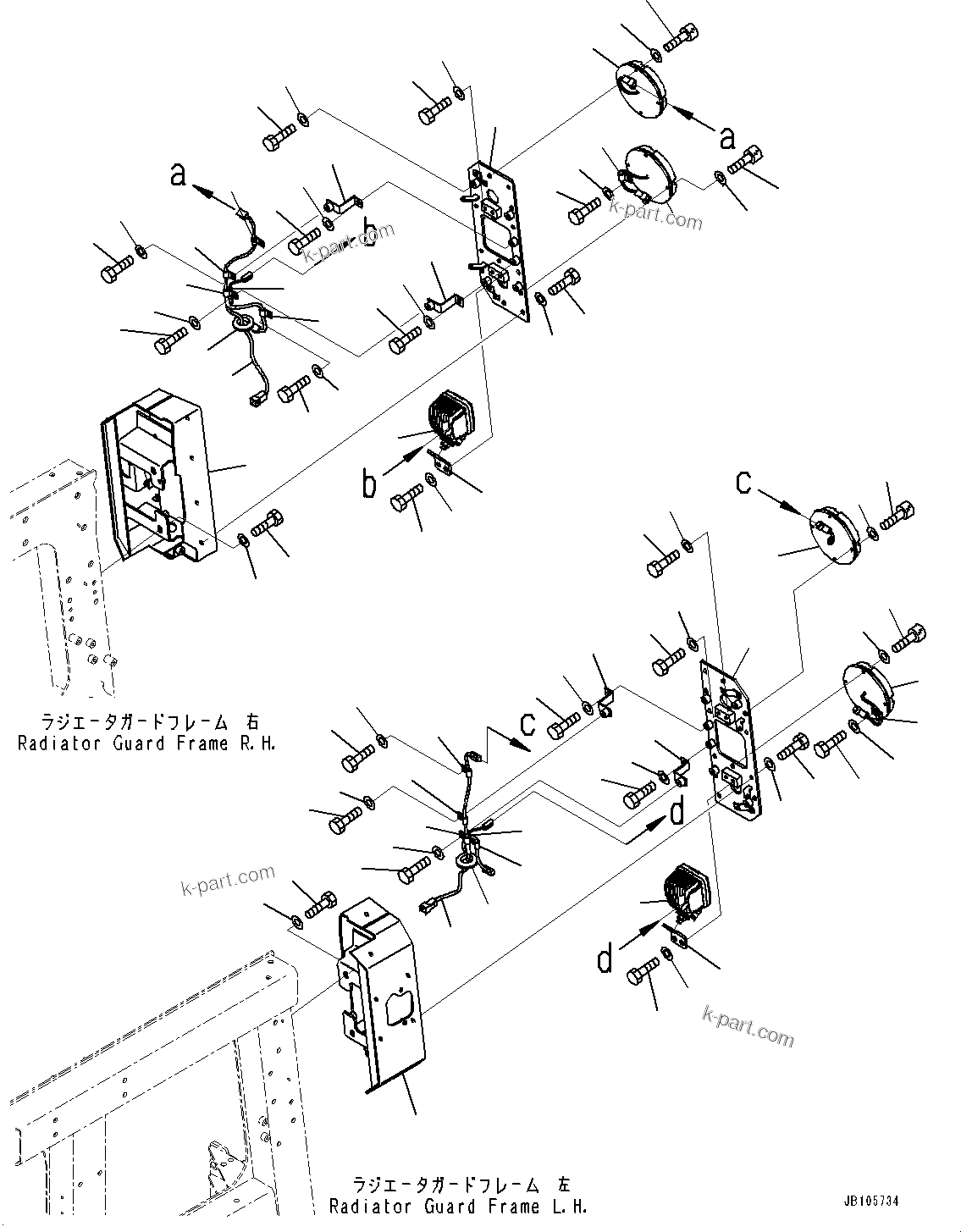 Komatsu parts book diagram for WA800-8E0 S/N 84001-UP: RADIATOR GUARD AND HOOD, REAR COMBINATION LAMP(#84001-)