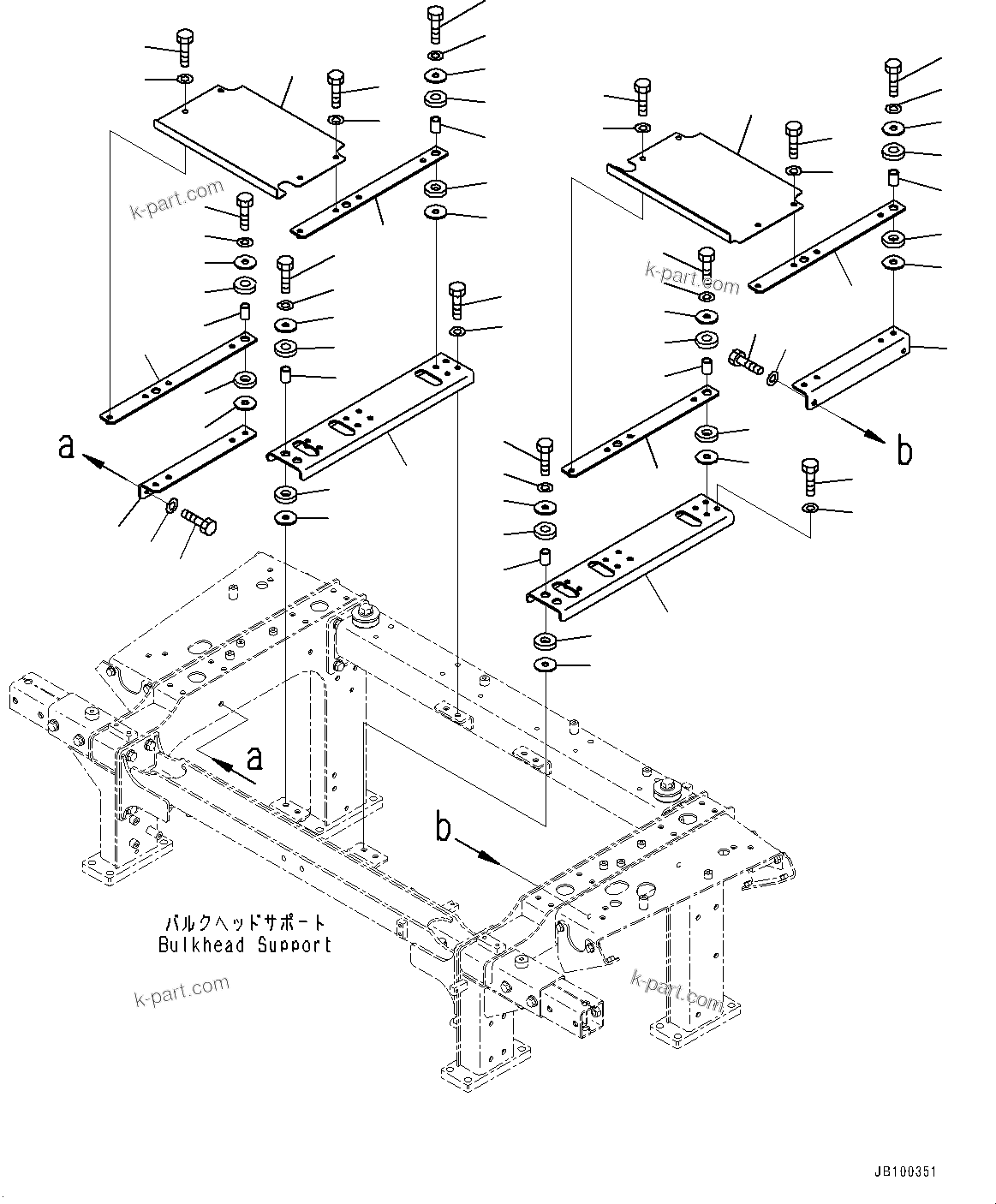 Komatsu parts book diagram for WA800-8E0 S/N 84001-UP: BULKHEAD, BULKHEAD (1/2)(#83001-)