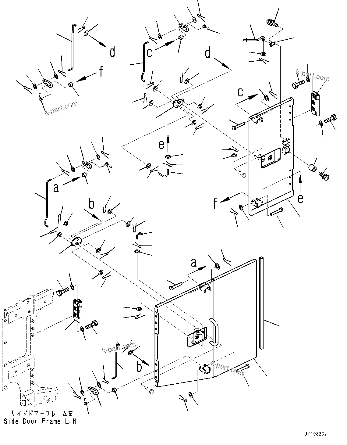 Komatsu parts book diagram for WA800-8E0 S/N 84001-UP: HOOD DOOR, DOOR (1/2)(#83001-)