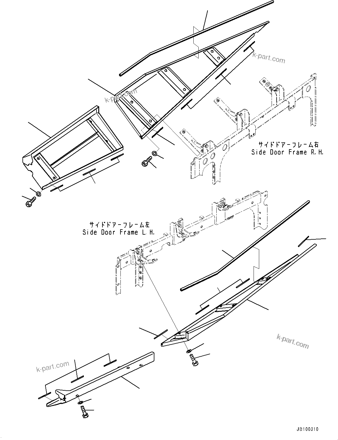 Komatsu parts book diagram for WA800-8E0 S/N 84001-UP: HOOD DOOR, COVER, UPPER(#83001-)
