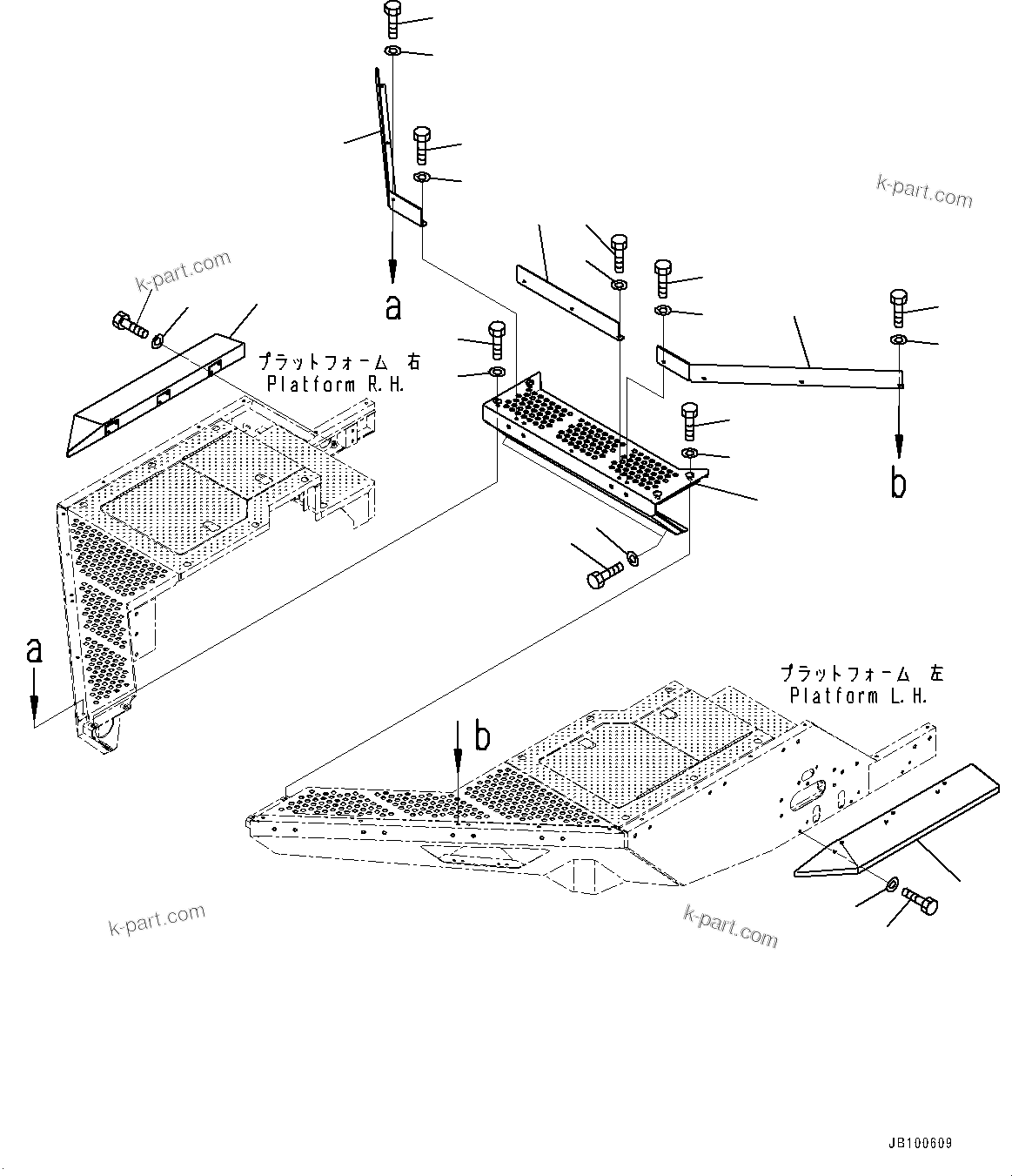 Komatsu parts book diagram for WA800-8E0 S/N 84001-UP: LADDER, PLATFORM COVER (1/2)(#83001-)