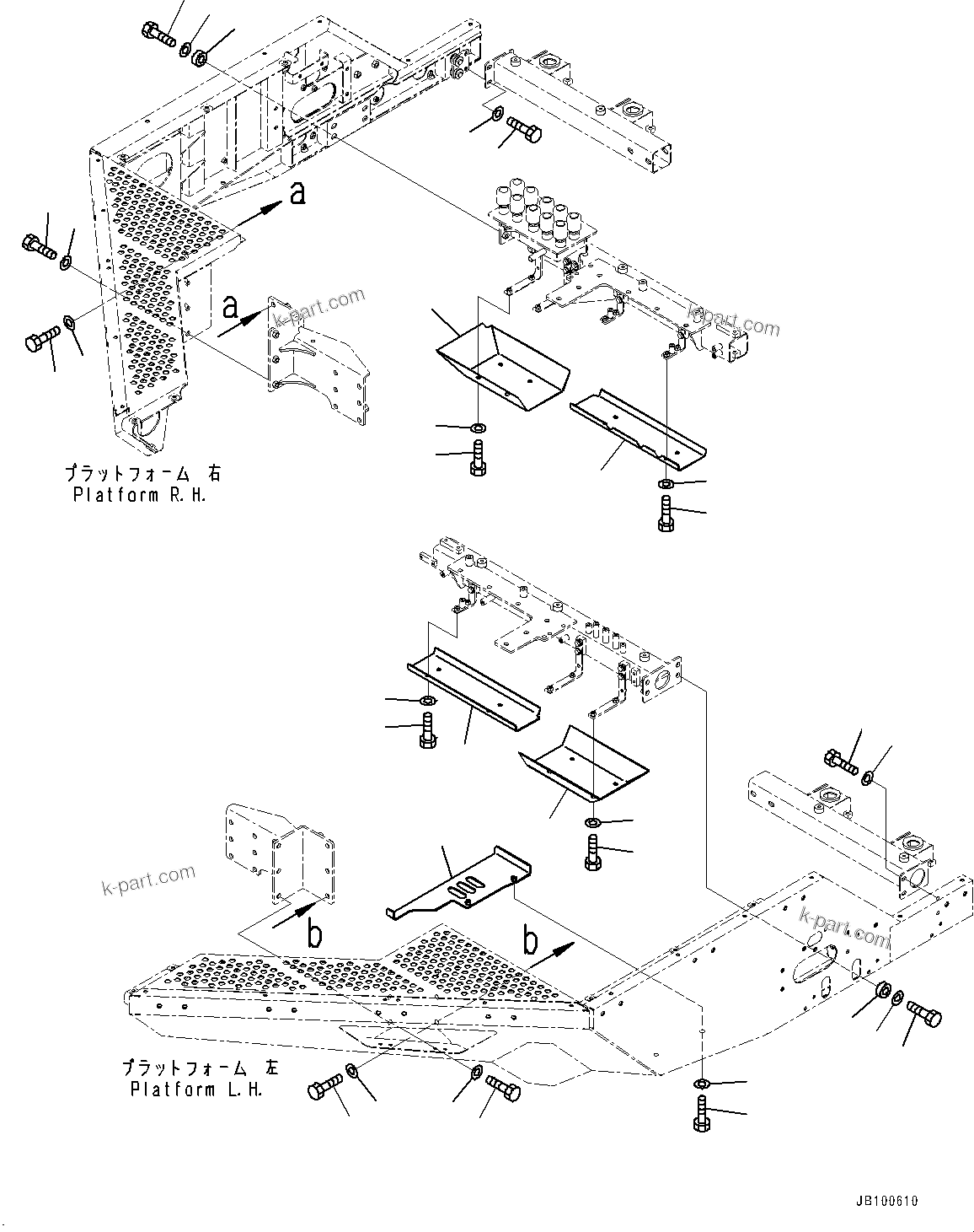 Komatsu parts book diagram for WA800-8E0 S/N 84001-UP: LADDER, PLATFORM RELATED PARTS (1/2)(#83001-)