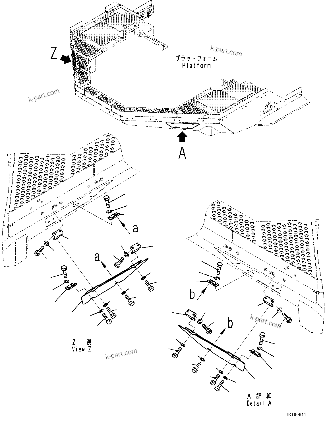 Komatsu parts book diagram for WA800-8E0 S/N 84001-UP: LADDER, PLATFORM COVER (2/2)(#83001-)