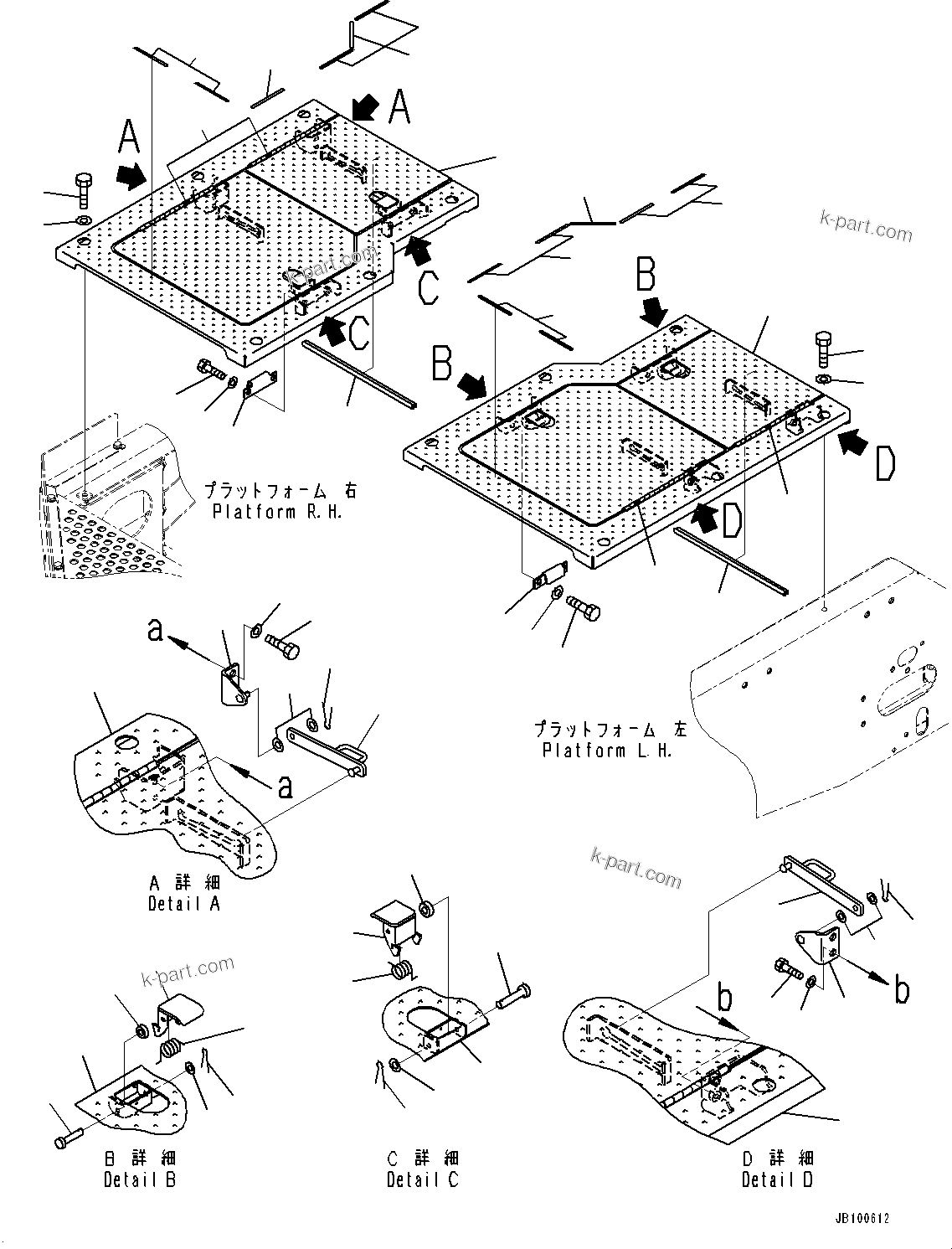 Komatsu parts book diagram for WA800-8E0 S/N 84001-UP: LADDER, PLATFORM RELATED PARTS (2/2)(#83001-)