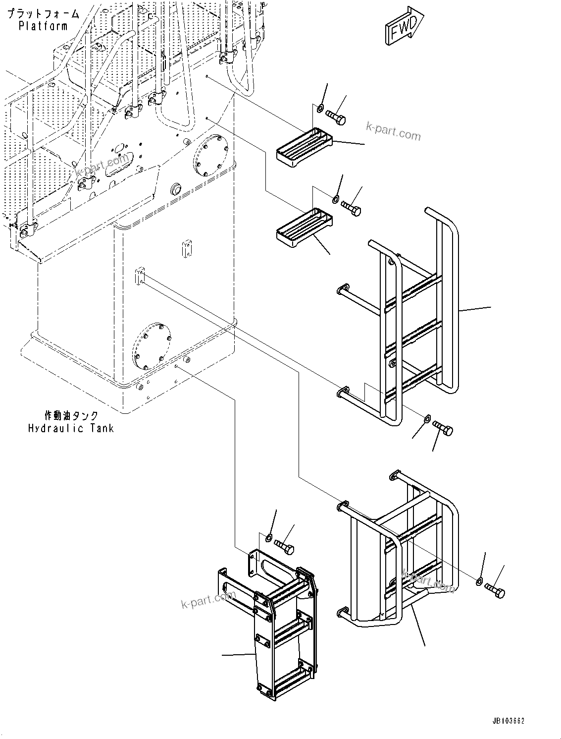 Komatsu parts book diagram for WA800-8E0 S/N 84001-UP: LADDER, LADDER(#83001-)