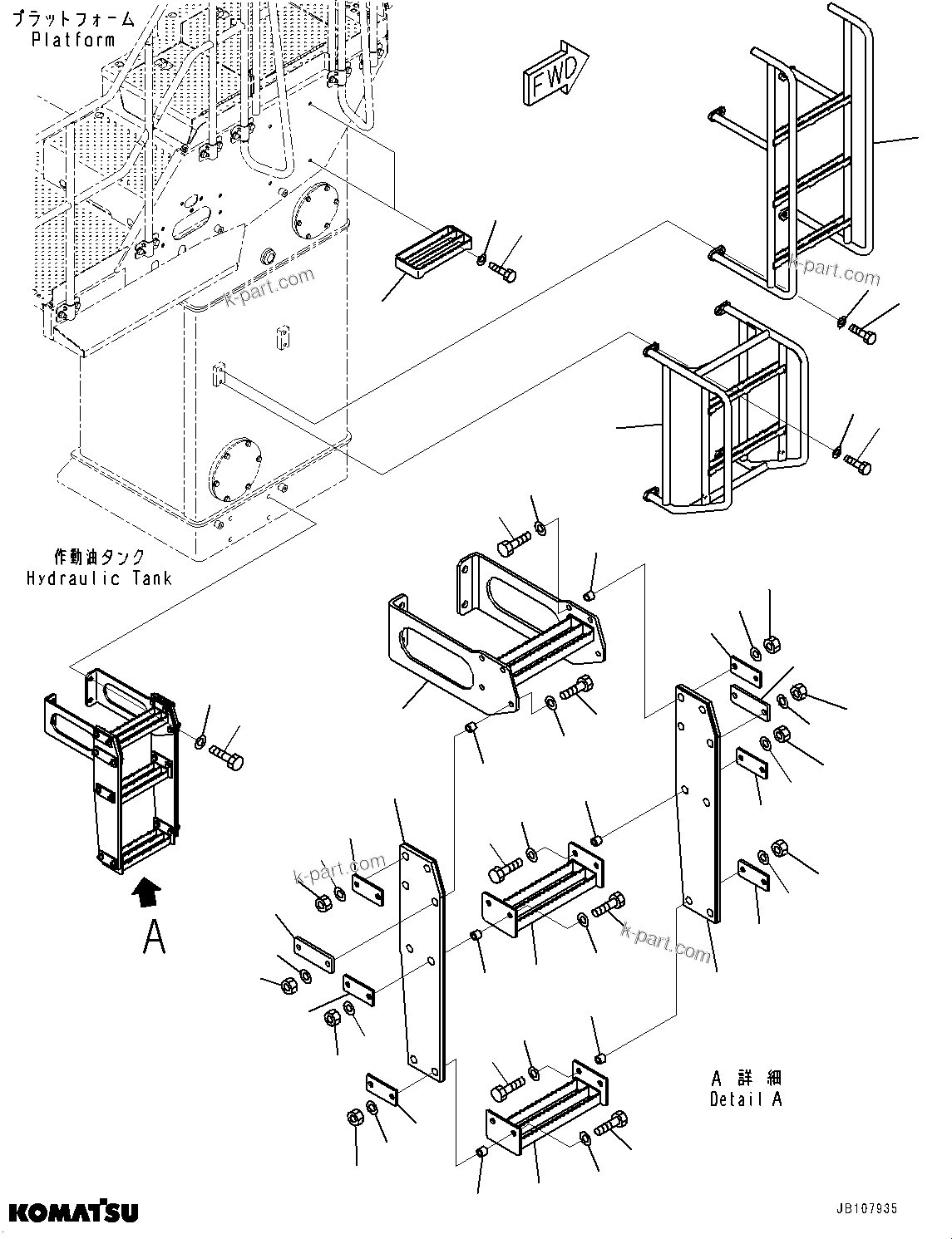 Komatsu parts book diagram for WA800-8E0 S/N 84001-UP: LADDER, LADDER(#84001-)