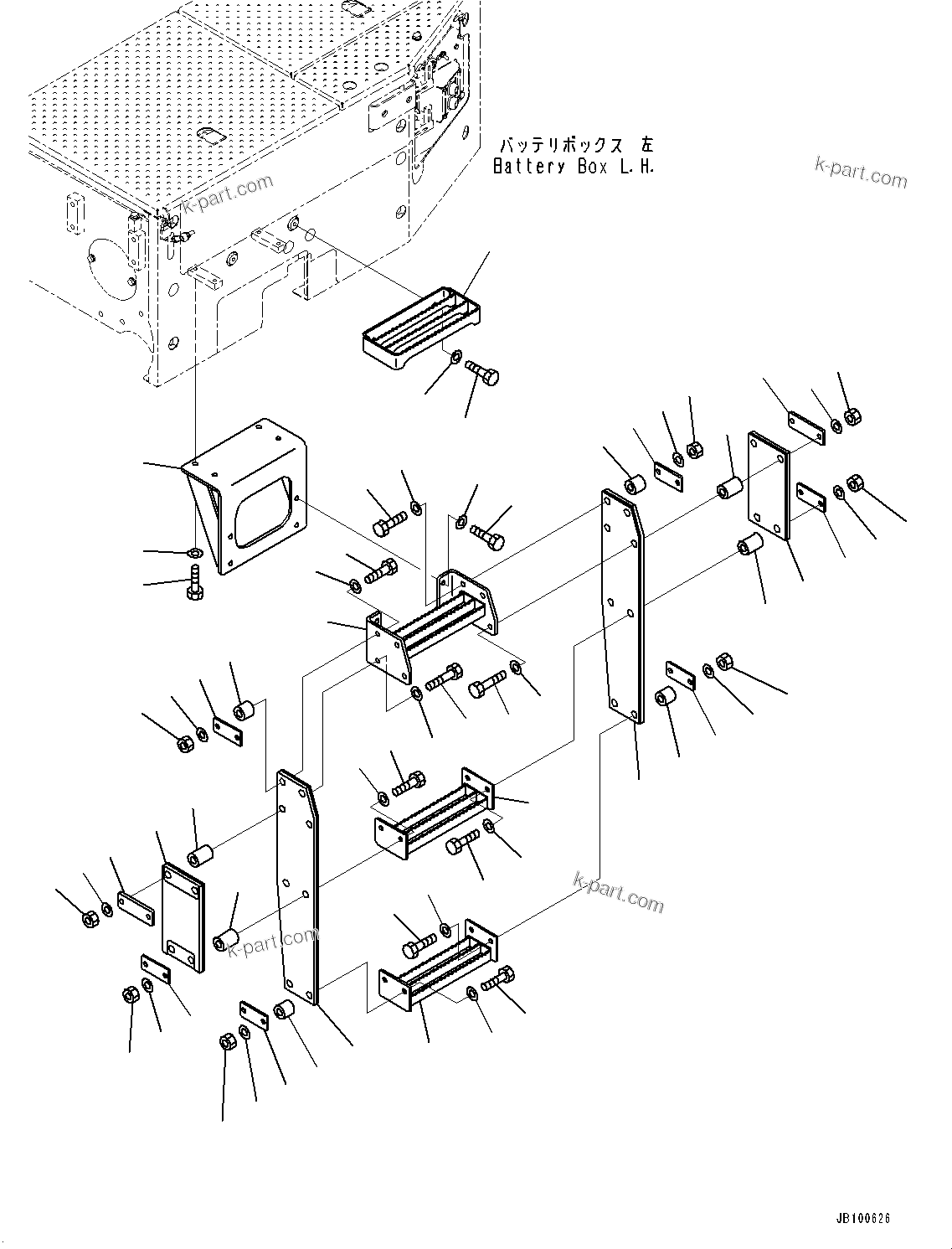 Komatsu parts book diagram for WA800-8E0 S/N 84001-UP: LADDER, STEP, L.H. (WITHOUT POWER LADDER)(#83001-84000)