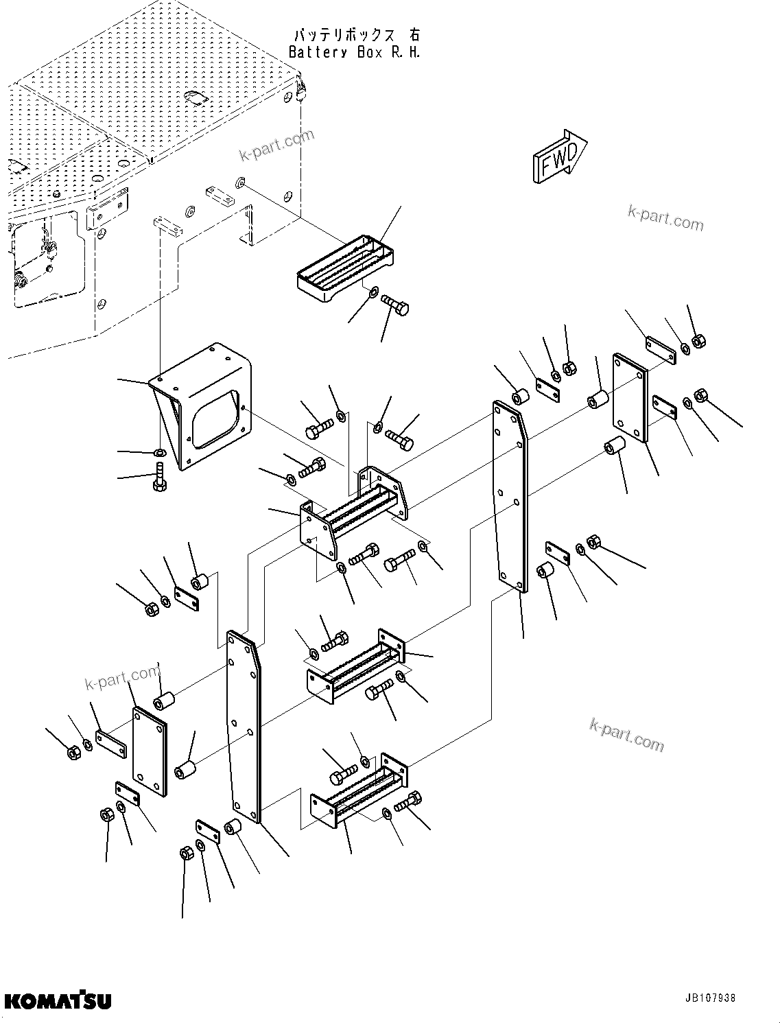 Komatsu parts book diagram for WA800-8E0 S/N 84001-UP: LADDER, STEP, R.H.(#84001-)