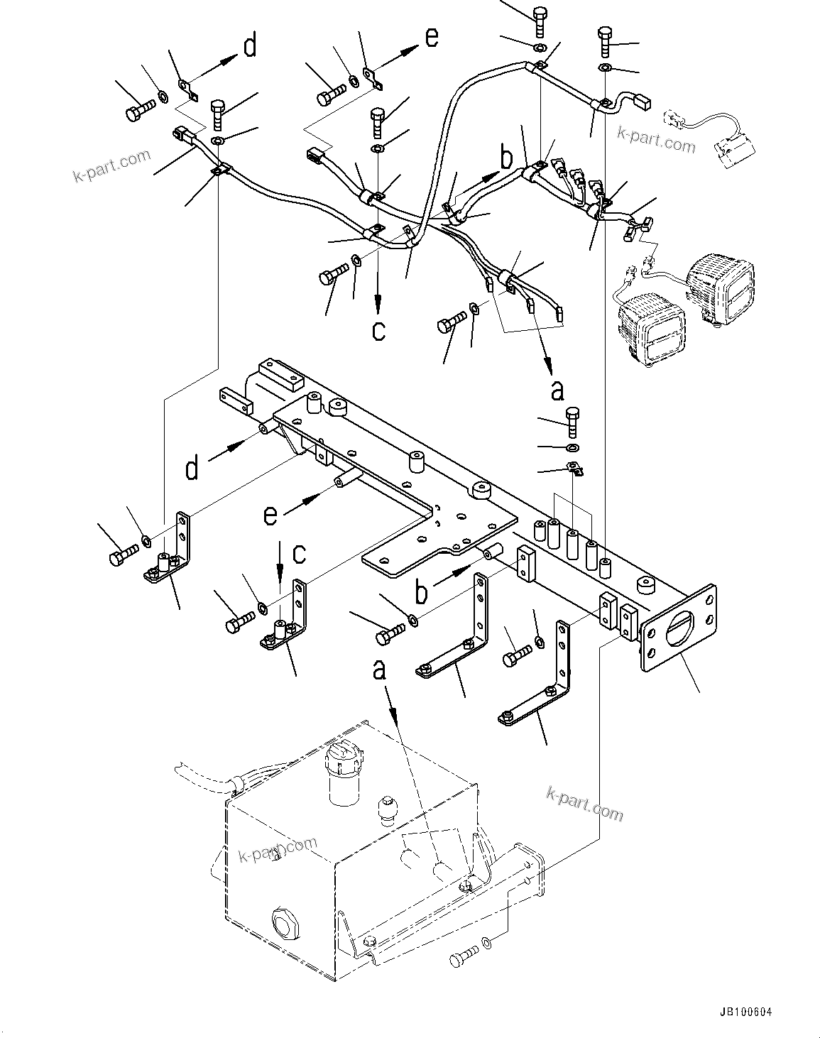 Komatsu parts book diagram for WA800-8E0 S/N 84001-UP: LADDER, SUPPORT L.H. (WITH KOMVISION, WITHOUT RADAR)(#83001-)