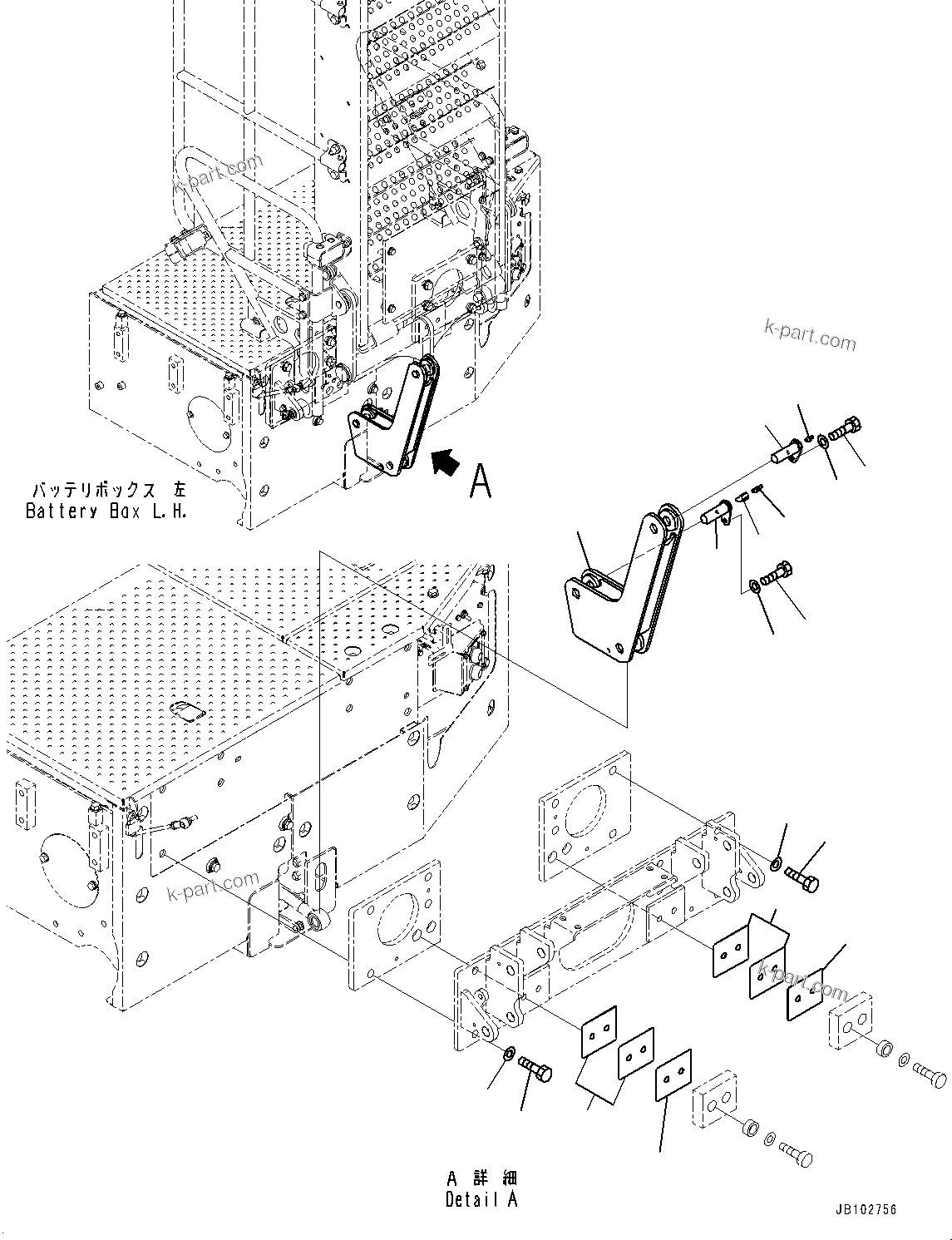 Komatsu parts book diagram for WA800-8E0 S/N 84001-UP: LADDER, POWER LADDER MOUNTING(#84001-)