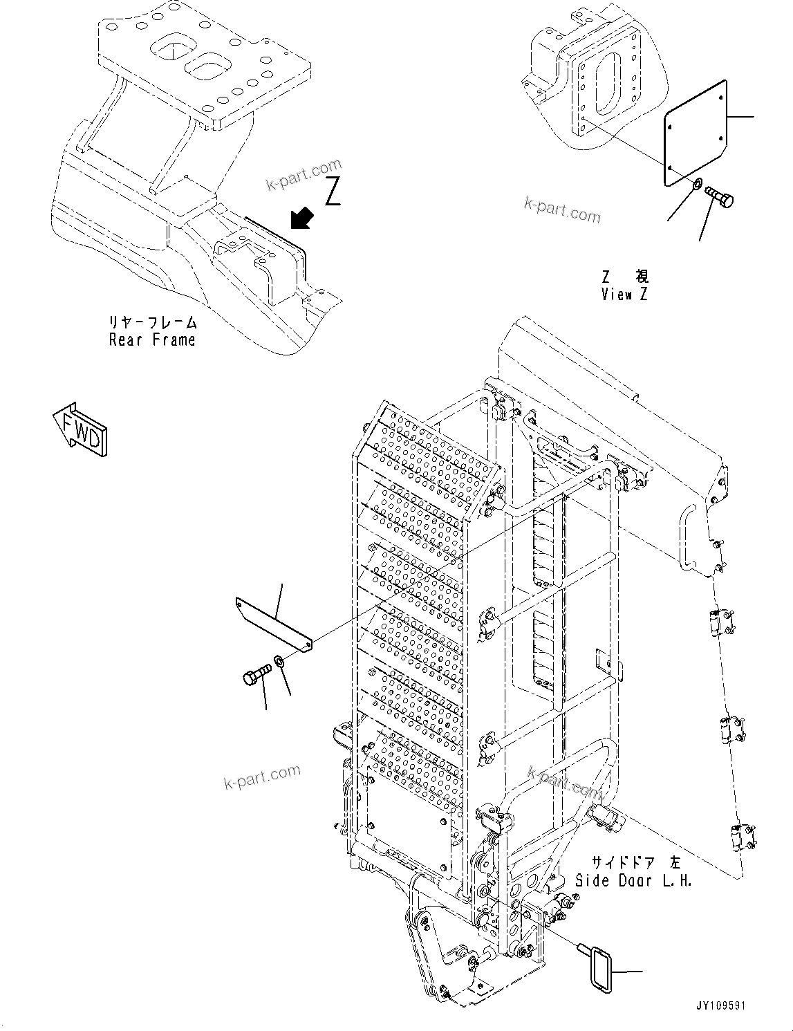 Komatsu parts book diagram for WA800-8E0 S/N 84001-UP: LADDER, POWER LADDER, COVER (2/2)(#83001-)