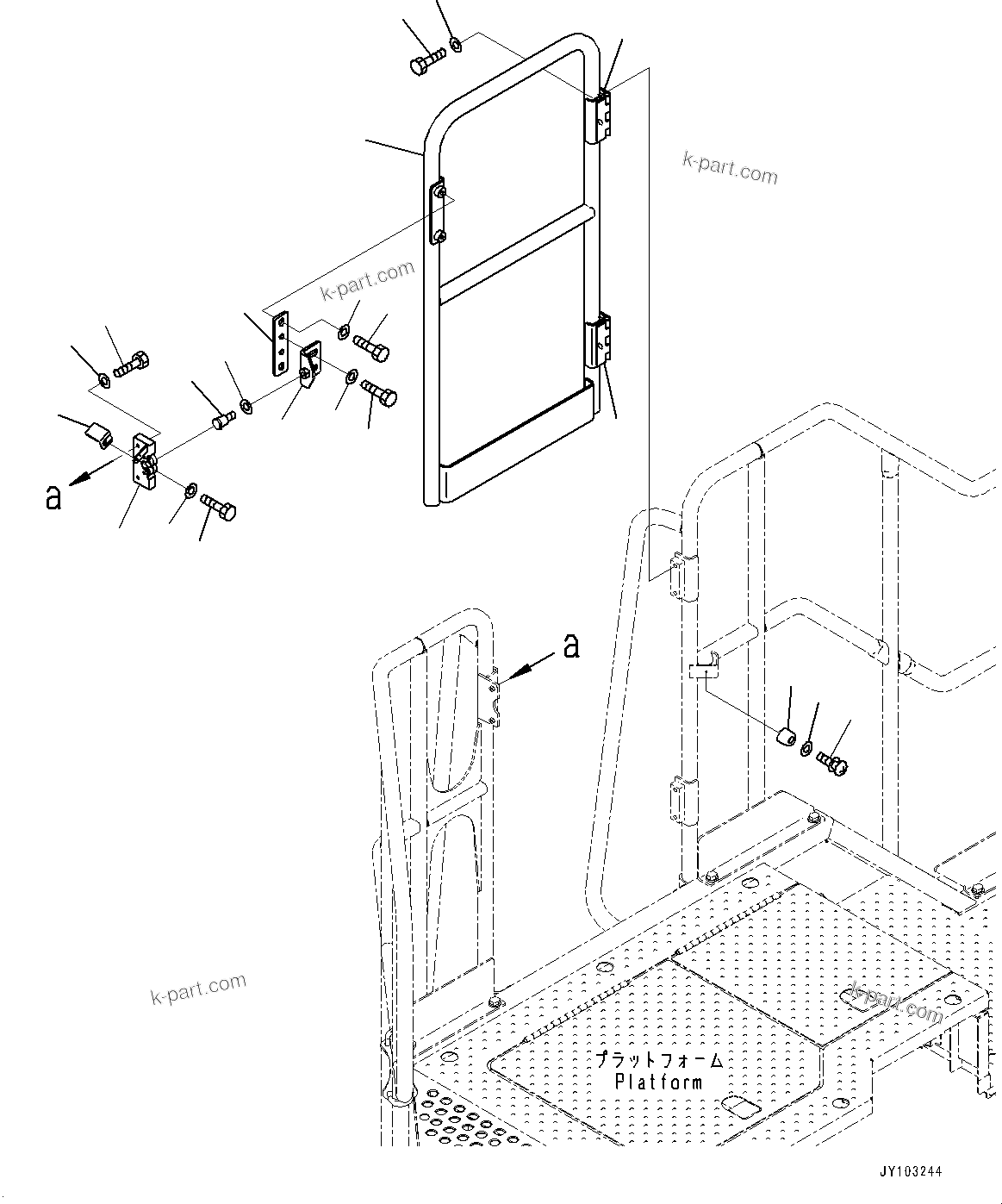 Komatsu parts book diagram for WA800-8E0 S/N 84001-UP: HANDRAIL, DOOR(#83001-)