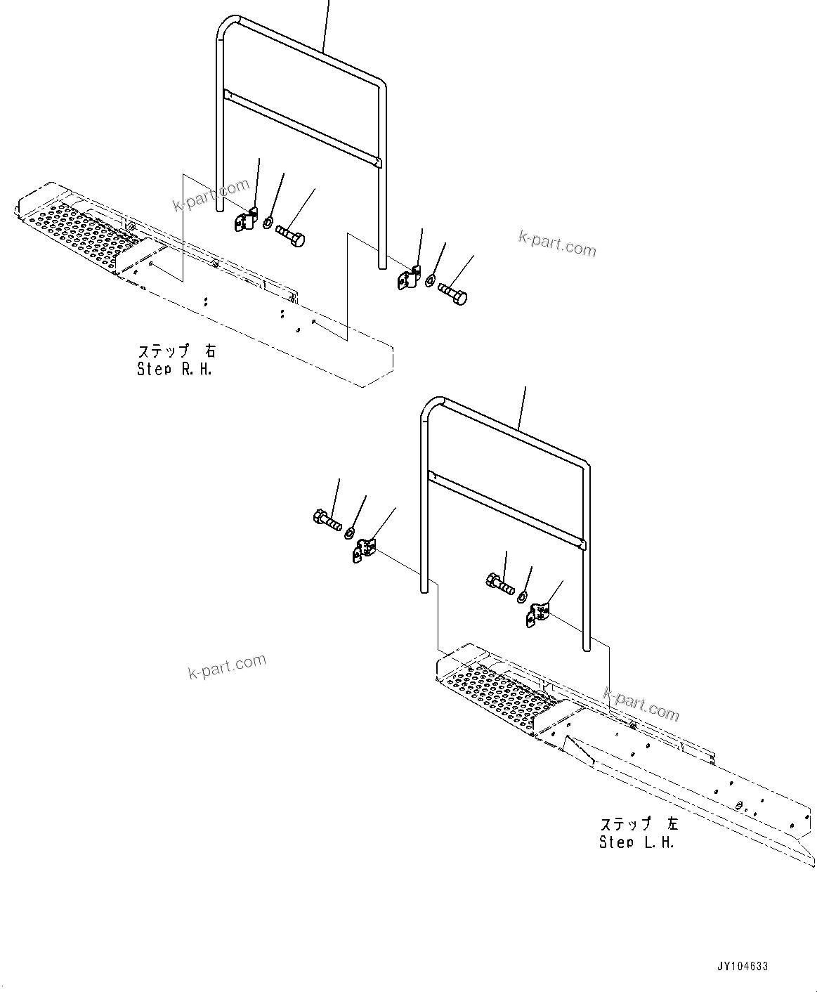 Komatsu parts book diagram for WA800-8E0 S/N 84001-UP: HANDRAIL, REAR (3/3)(#83001-)