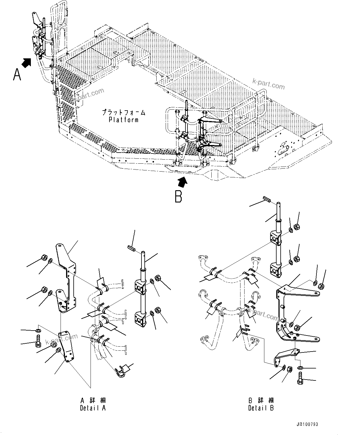 Komatsu parts book diagram for WA800-8E0 S/N 84001-UP: MIRROR, STAY(#83001-)