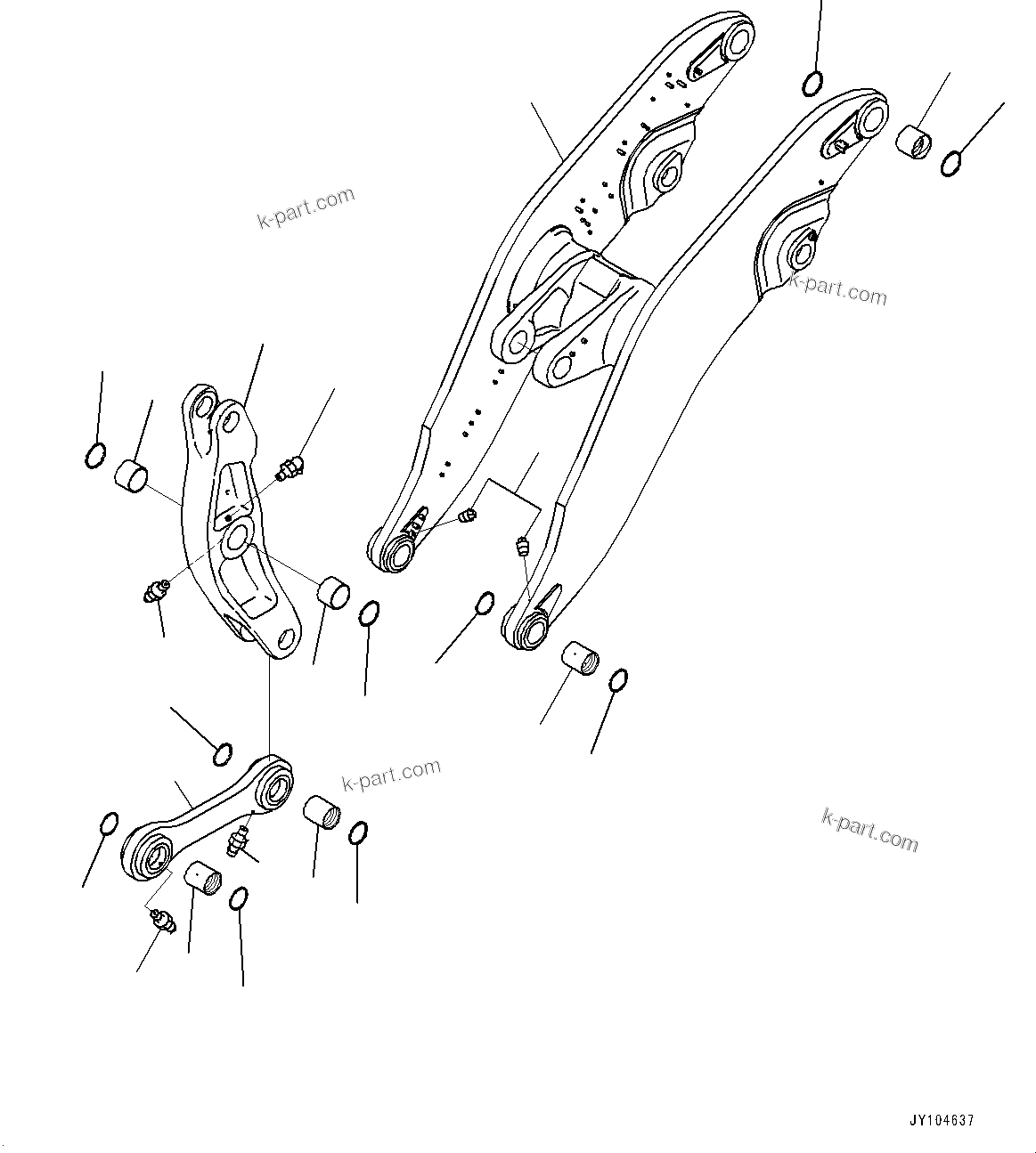Komatsu parts book diagram for WA800-8E0 S/N 84001-UP: BOOM AND BELL CRANK, BOOM, BELL CRANK AND LINK(#83001-)