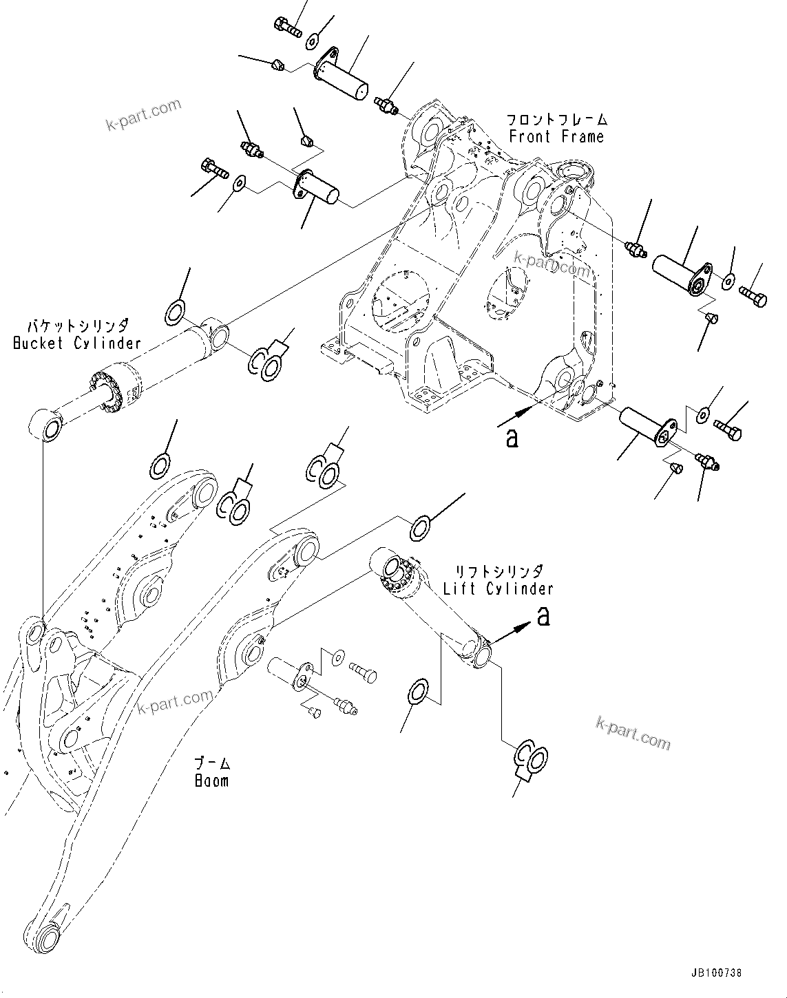 Komatsu parts book diagram for WA800-8E0 S/N 84001-UP: BOOM AND BELL CRANK, PIN (3/3)(#83001-)