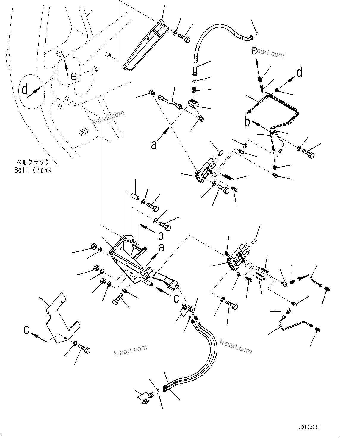 Komatsu parts book diagram for WA800-8E0 S/N 84001-UP: BOOM AND BELL CRANK, GREASE PIPING (5/6) (WITH AUTO-GREASING SYSTEM)(#83001-84000)