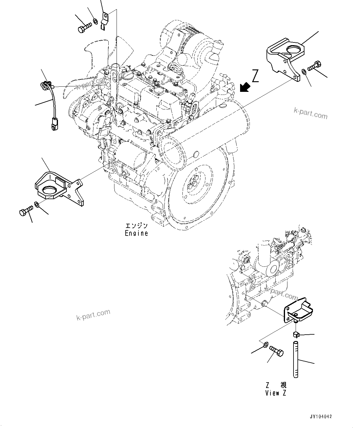 Komatsu parts book diagram for PC25MR-5 S/N 26001-UP: ENGINE RELATED PARTS, ENGINE MOUNTING(#25062-)