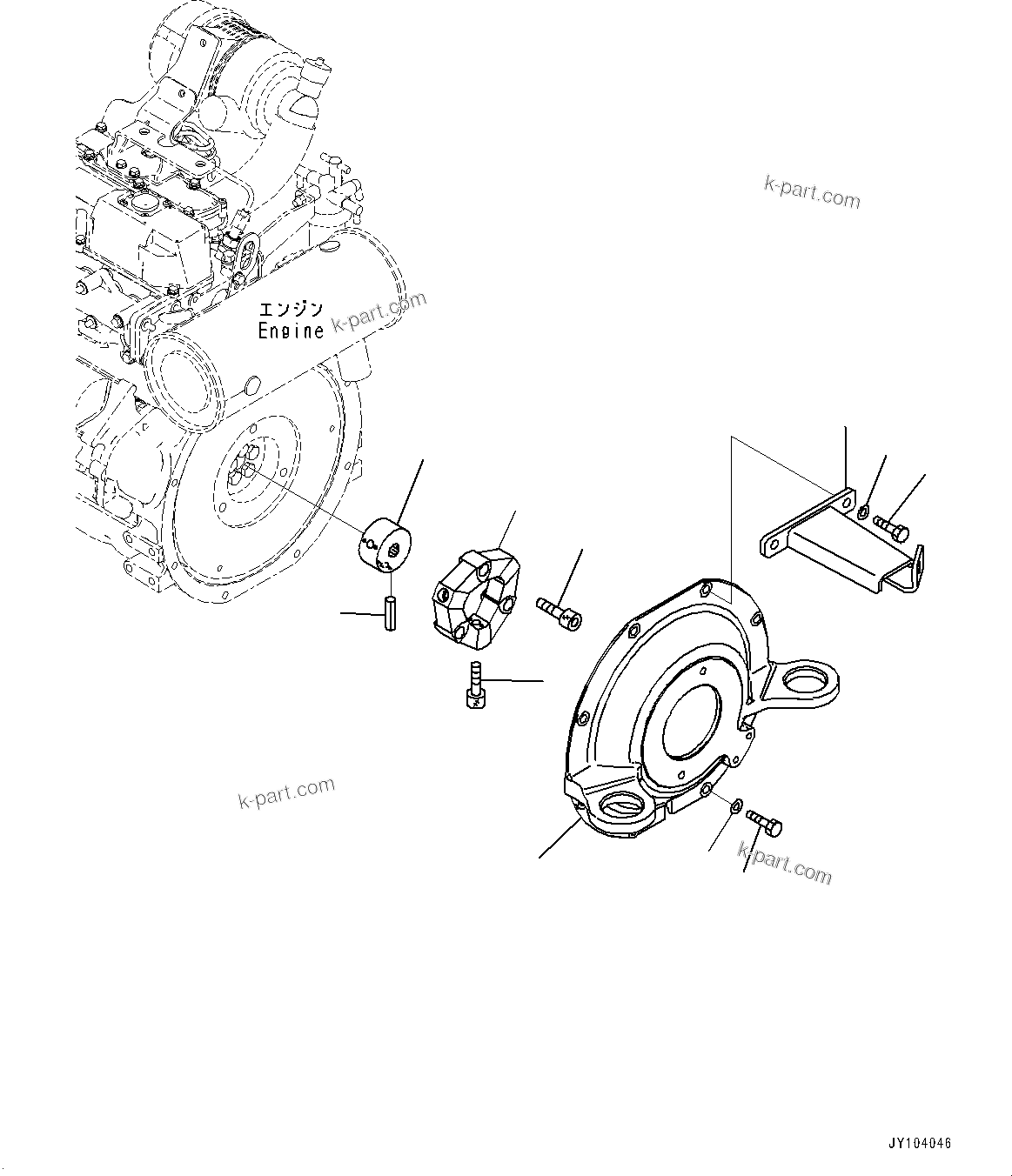 Komatsu parts book diagram for PC25MR-5 S/N 26001-UP: ENGINE RELATED PARTS, DAMPER(#25062-)