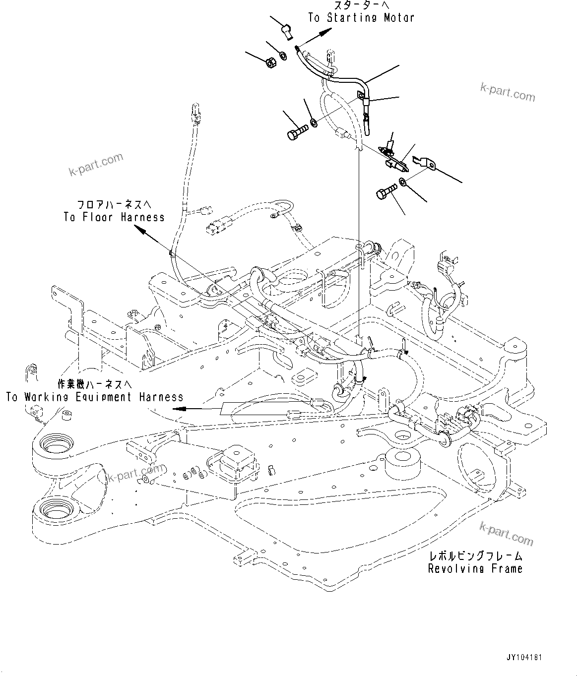 Komatsu parts book diagram for PC25MR-5 S/N 26001-UP: ENGINE RELATED PARTS, ENGINE WIRING HARNESS MOUNTING(#25062-)