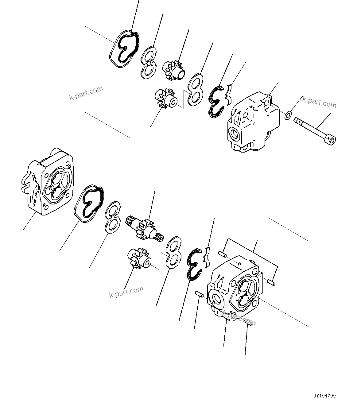 Komatsu parts book diagram for PC25MR-5 S/N 26001-UP: ENGINE RELATED PARTS, GEAR PUMP(#25001-)