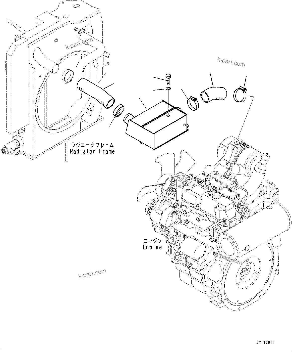Komatsu parts book diagram for PC25MR-5 S/N 26001-UP: ENGINE RELATED PARTS, CHAMBER (WITH ROPS CAB)(#25295-)