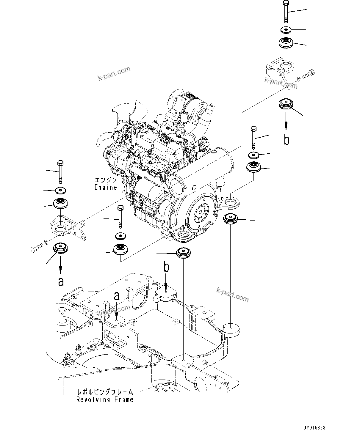 Komatsu parts book diagram for PC25MR-5 S/N 26001-UP: ENGINE MOUNTING, (#25001-)