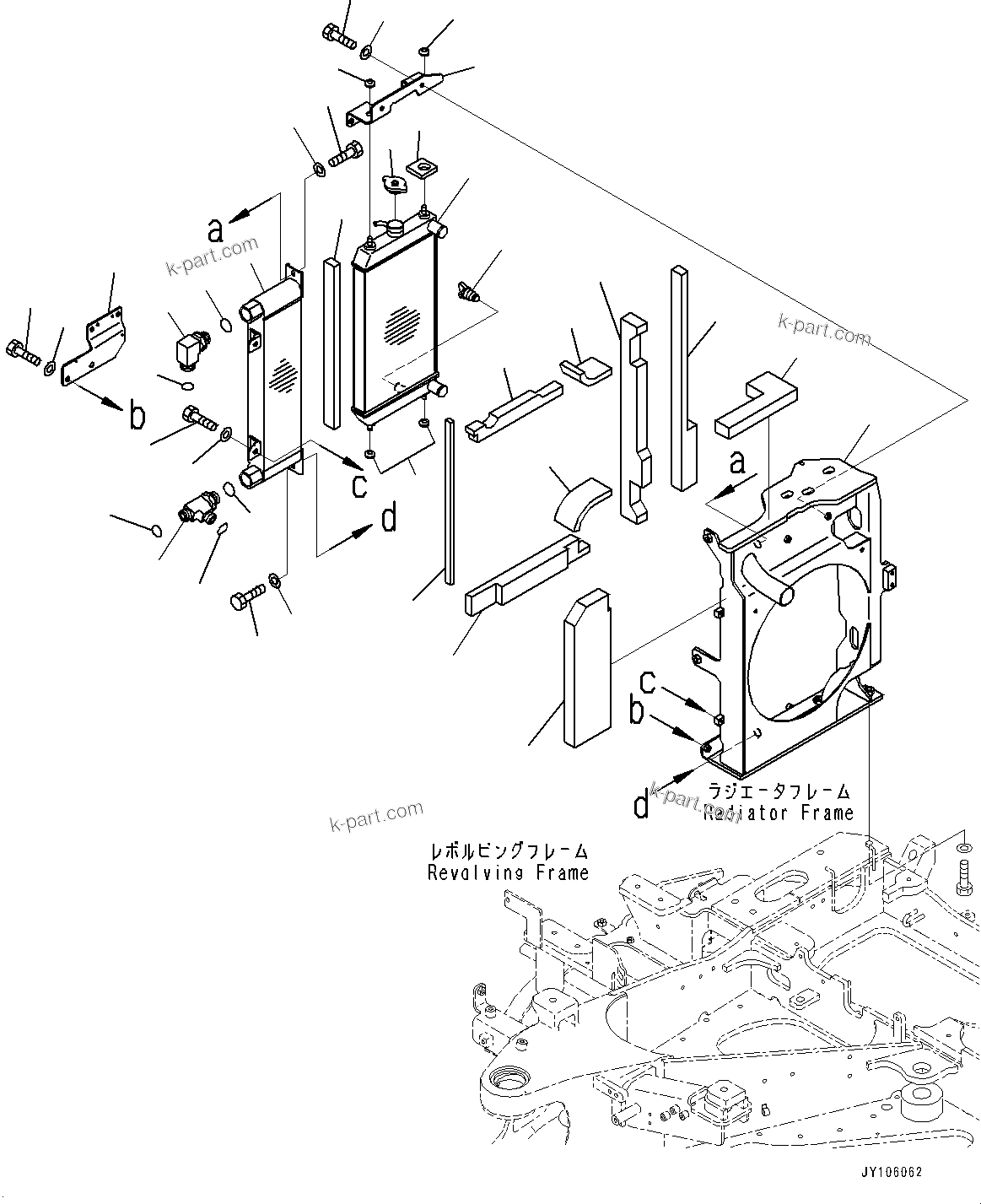 Komatsu parts book diagram for PC25MR-5 S/N 26001-UP: COOLING SYSTEM, RADIATOR AND OIL COOLER (PLASTIC TOP CANOPY)(#25001-)