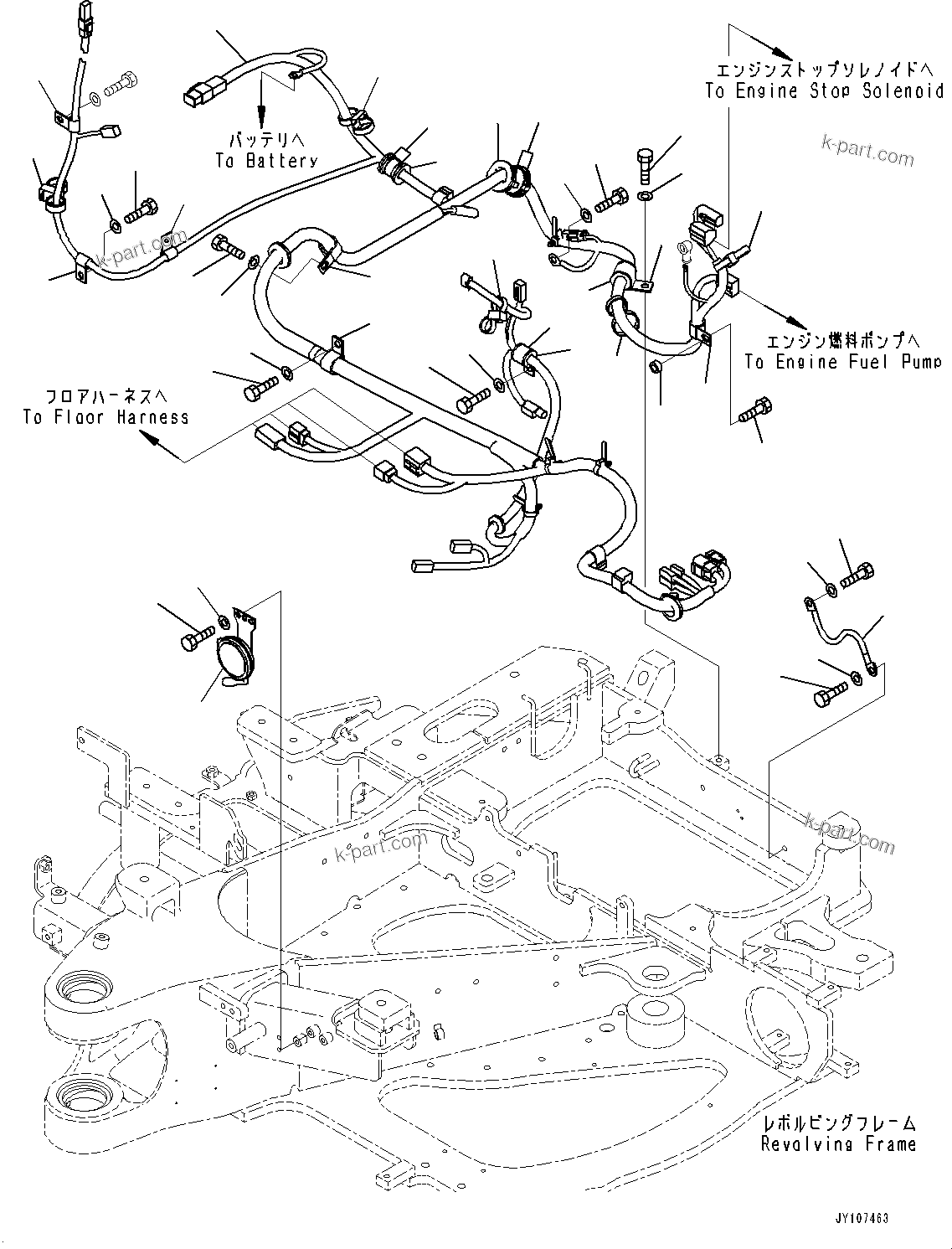 Komatsu parts book diagram for PC25MR-5 S/N 26001-UP: WIRING HARNESS, MAIN WIRING HARNESS (WITH CANOPY, BATTERY DISCONNECT SWITCH)(#25001-25294)