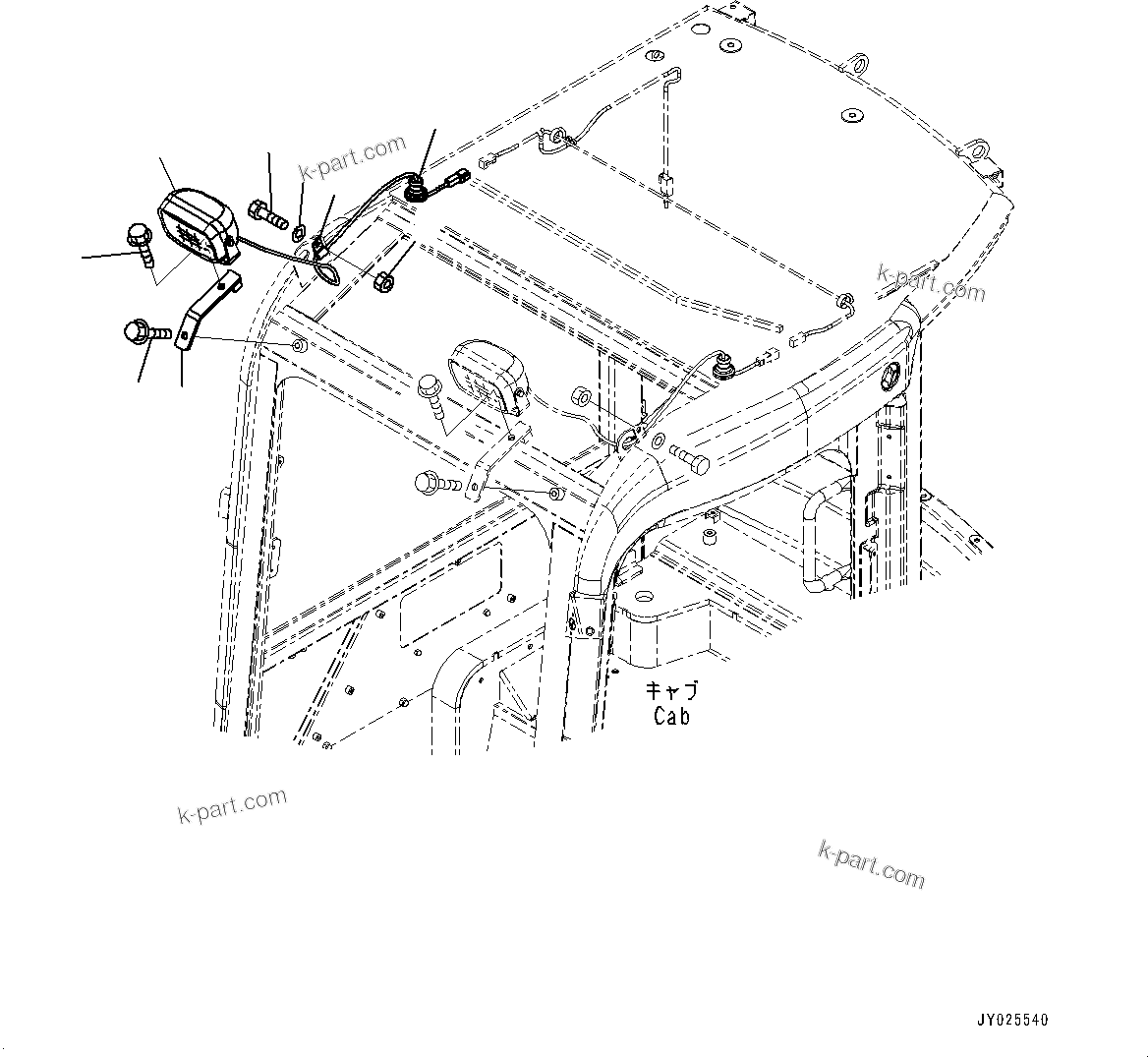 Komatsu parts book diagram for PC25MR-5 S/N 26001-UP: ADDITIONAL WORKING LAMP, (#25001-)