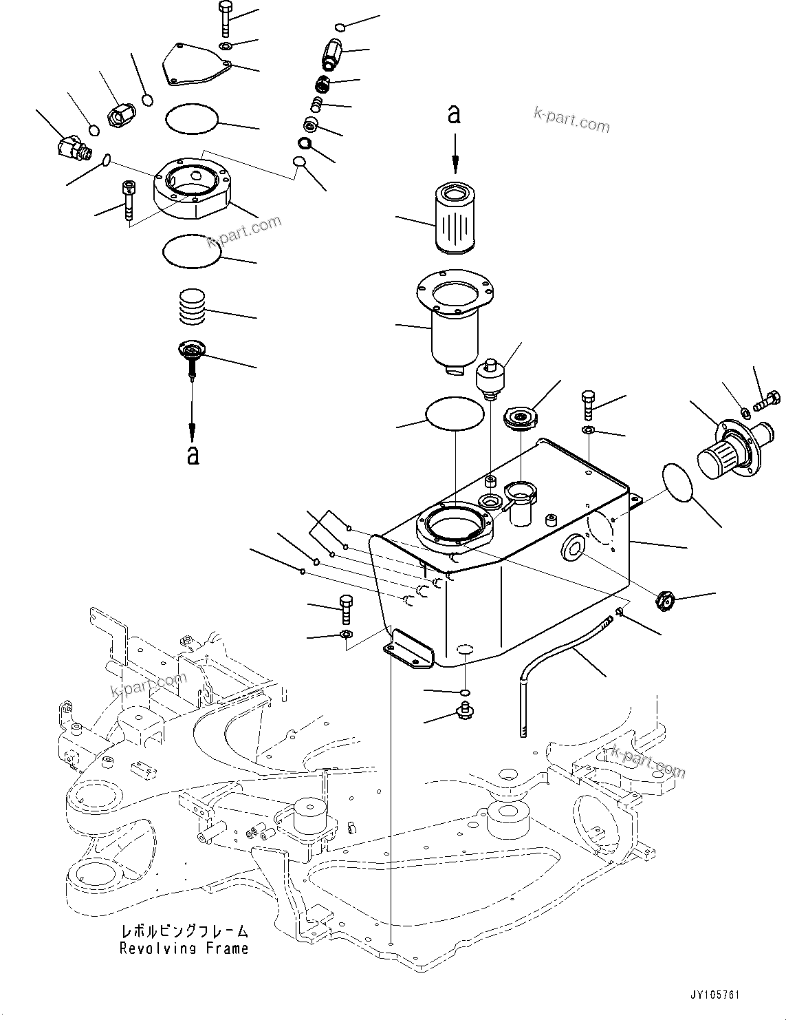 Komatsu parts book diagram for PC25MR-5 S/N 26001-UP: HYDRAULIC TANK, (#25001-)