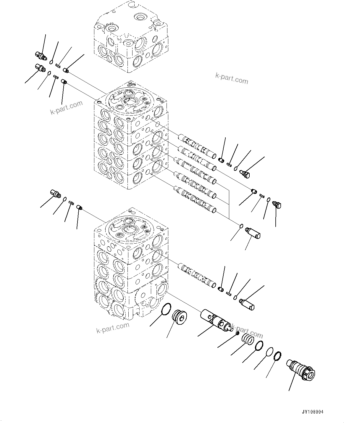 Komatsu parts book diagram for PC25MR-5 S/N 26001-UP: CONTROL VALVE, 9-VALVE (7/14)(#26001-)