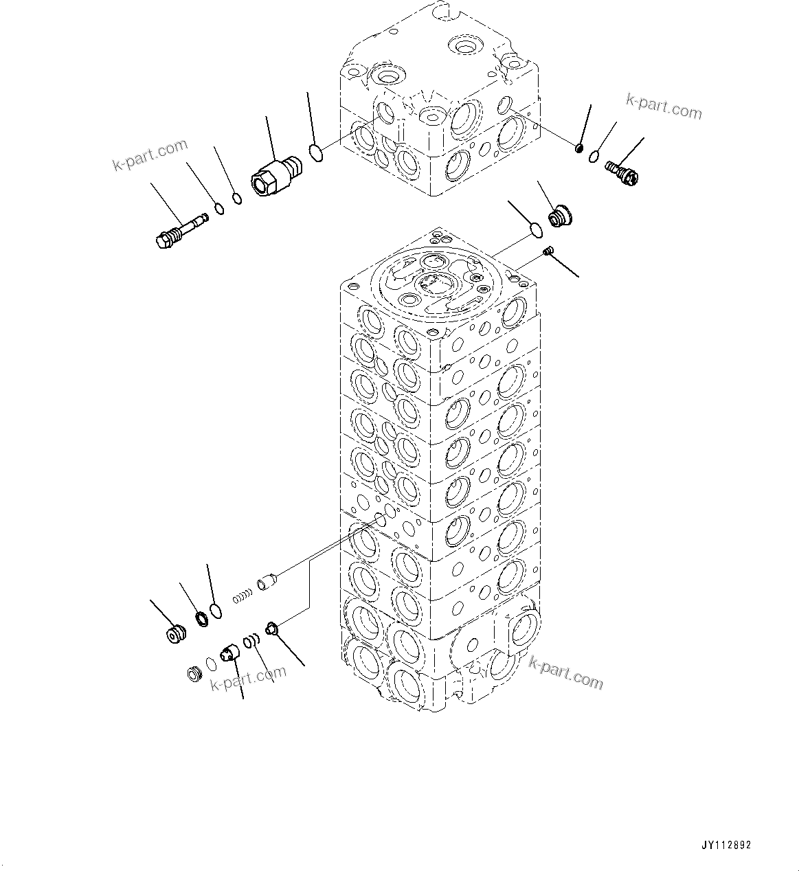 Komatsu parts book diagram for PC25MR-5 S/N 26001-UP: CONTROL VALVE, 9-VALVE (9/14)(#25382-)