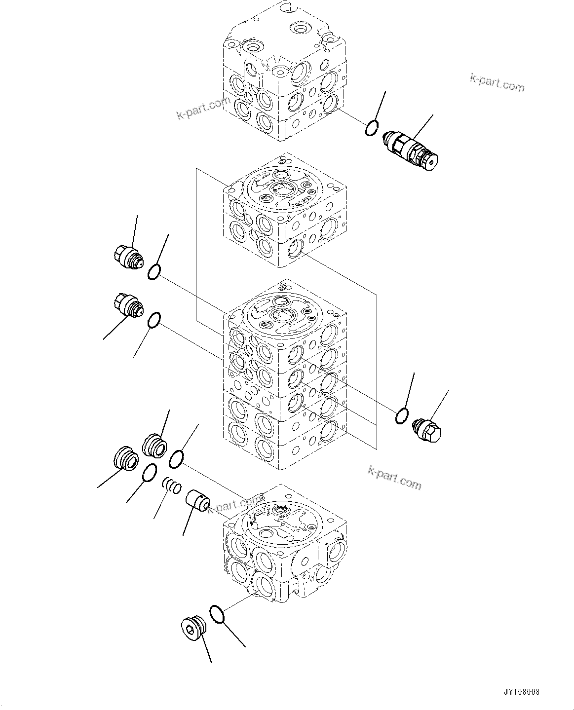 Komatsu parts book diagram for PC25MR-5 S/N 26001-UP: CONTROL VALVE, 9-VALVE (11/14)(#25382-)