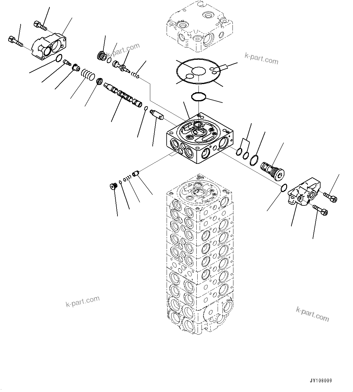 Komatsu parts book diagram for PC25MR-5 S/N 26001-UP: CONTROL VALVE, 9-VALVE (12/14)(#25382-)