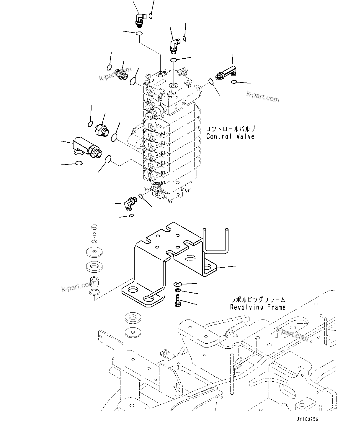 Komatsu parts book diagram for PC25MR-5 S/N 26001-UP: CONTROL VALVE, VALVE BRACKET(#25382-)
