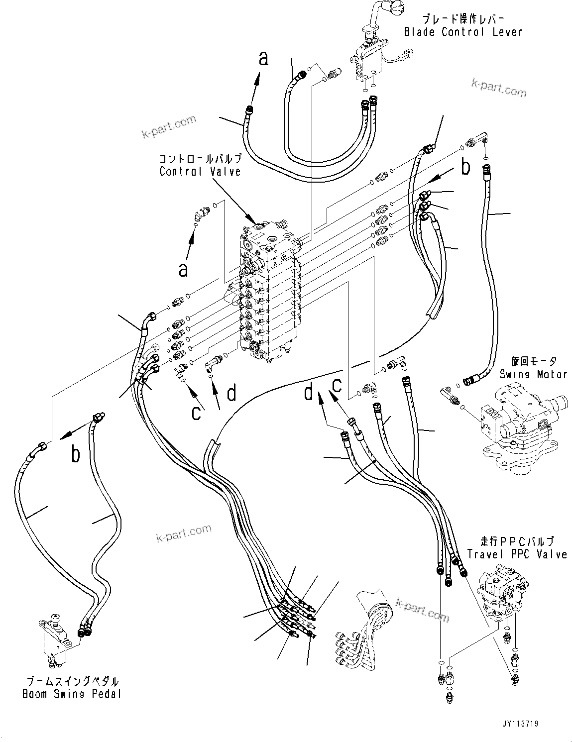 Komatsu parts book diagram for PC25MR-5 S/N 26001-UP: CONTROL VALVE, PPC PIPING JOINT (1/2)(#25382-)